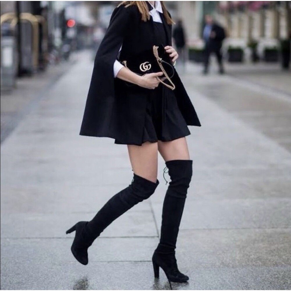 Stuart Weitzman NWOB Size 9.5 Highland Black Suede Over The Knee High Heel Boots